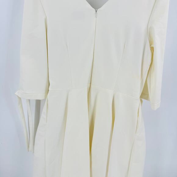 Unique Vintage Plus Size 1950s Ivory Delores Swing Dress with Sleeves - Picture 7 of 12